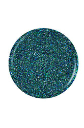 Sparkling emerald teal glitter circle shape color swatch sample in white color background